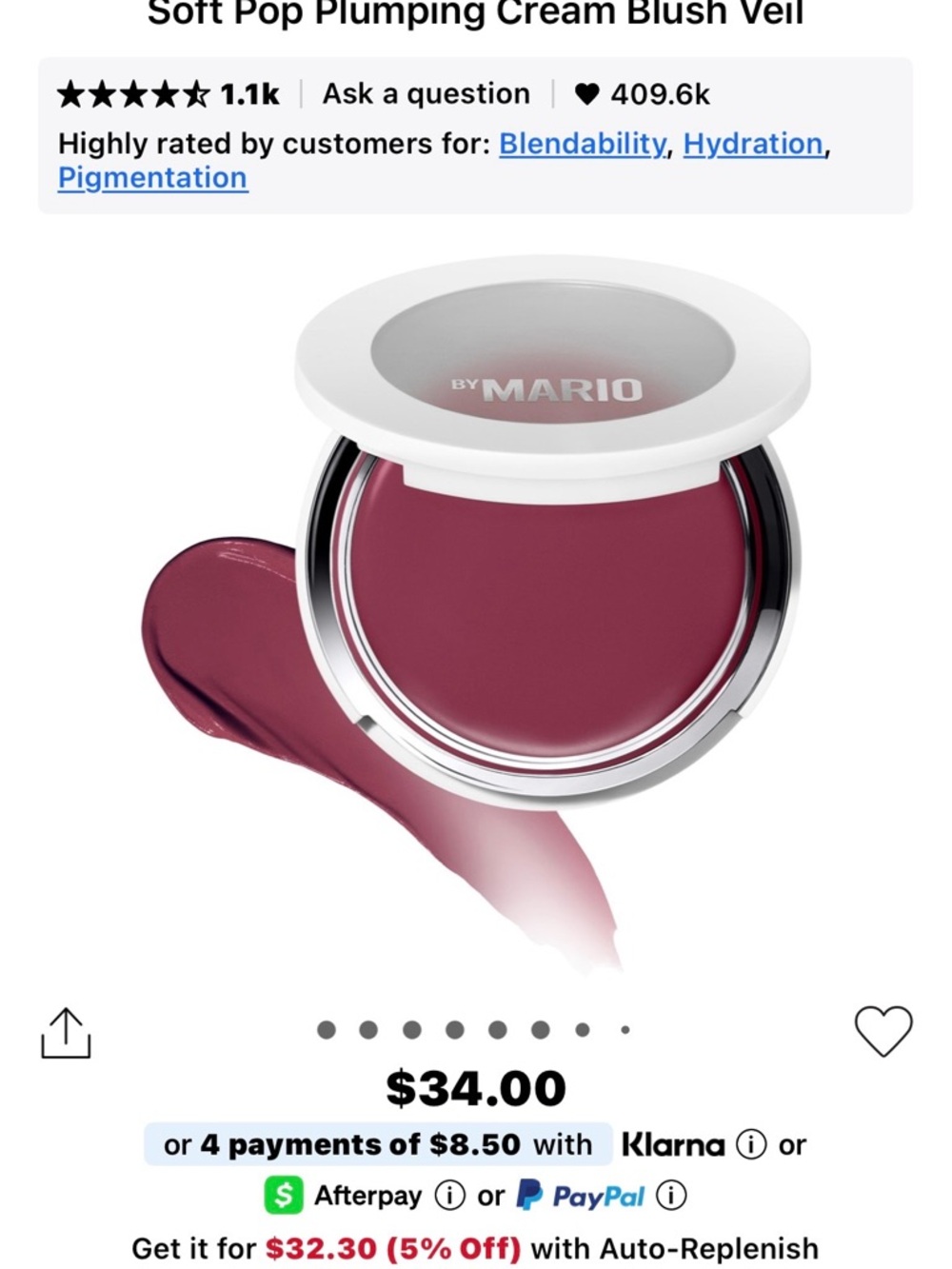 BRAND NEW! QTY 2 of Makeup By Mario Soft Pop Plumping Cream Blush Veil